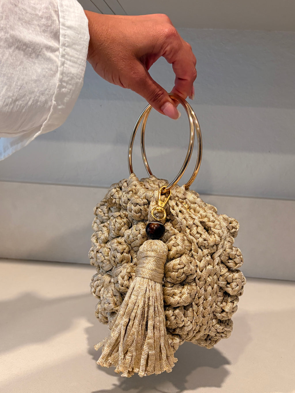 Golden Knot Crochet Bag — Handmade Tassel Clutch | The HandMades Inc.