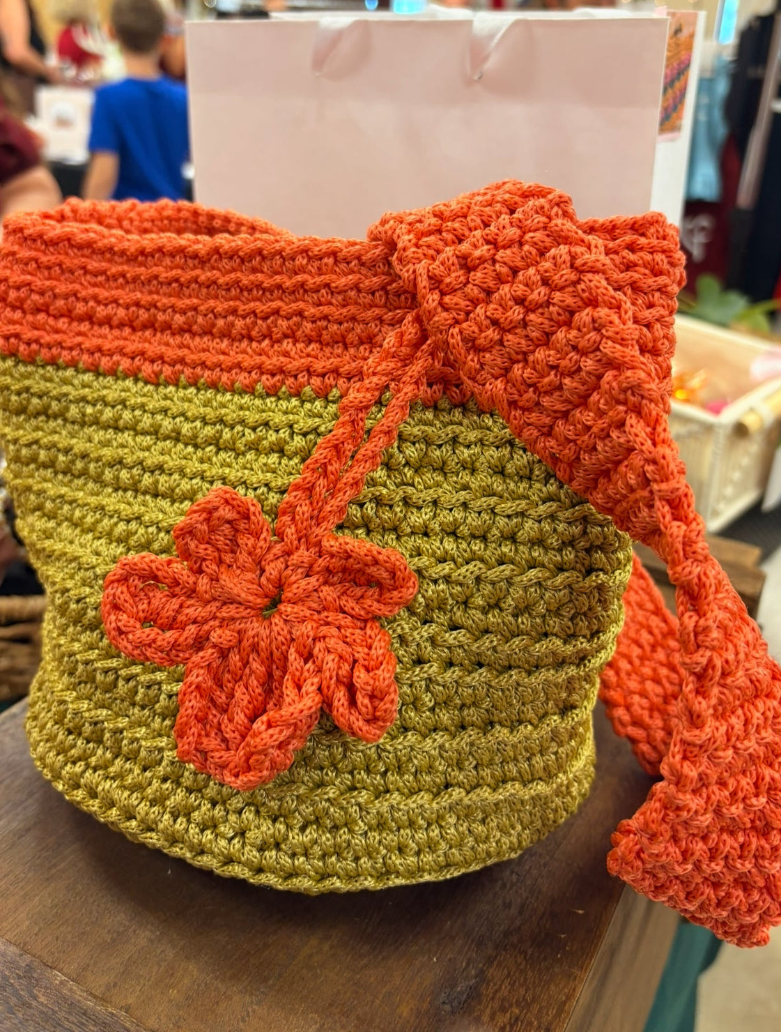 🌼 Giovana's Flower Handmade Bag - Made with Love | Orange & Golden Crochet Crossbody | Bolsa Flor Giovana