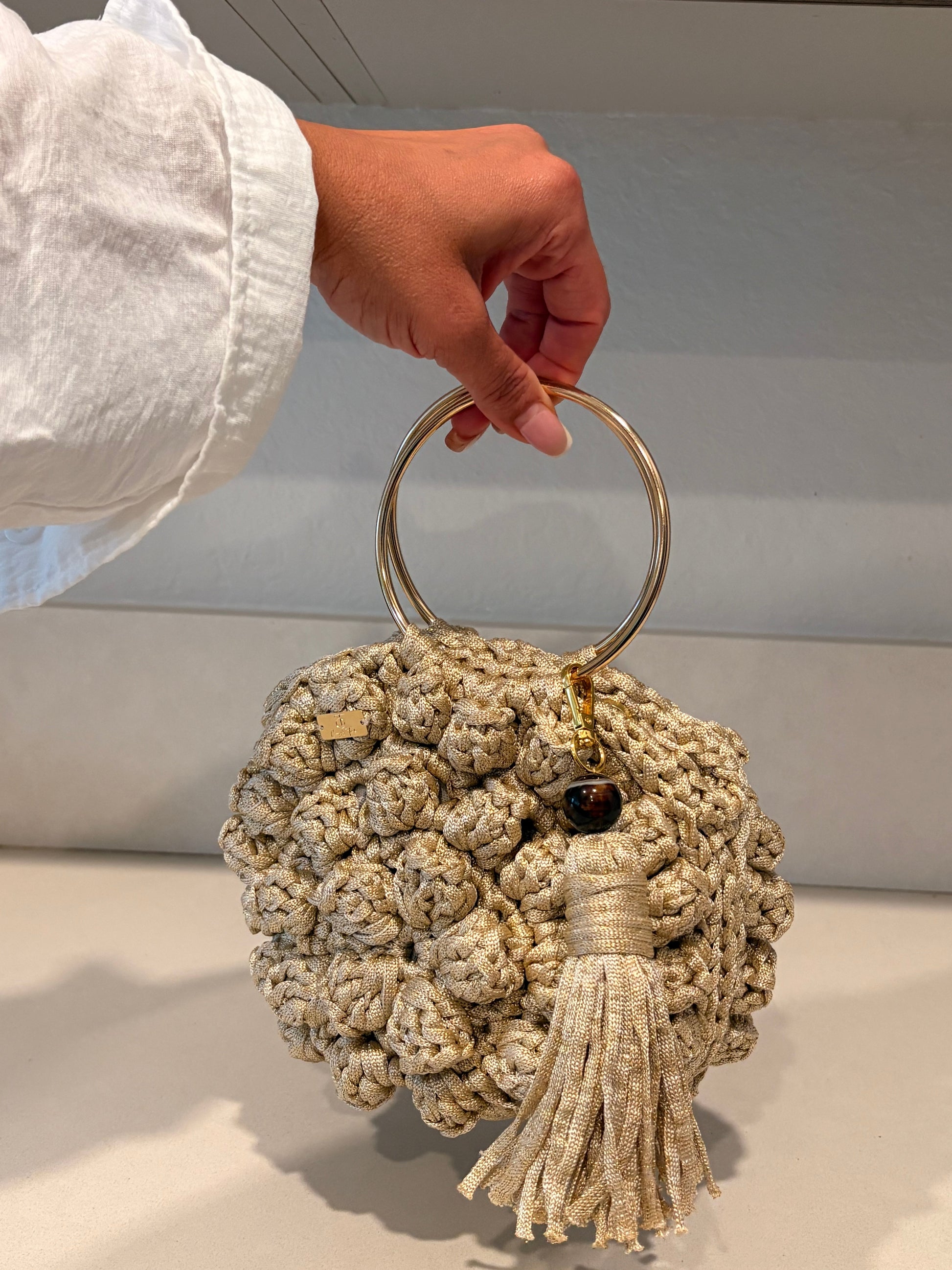 Golden Knot Crochet Bag — Handmade Tassel Clutch | The HandMades Inc.