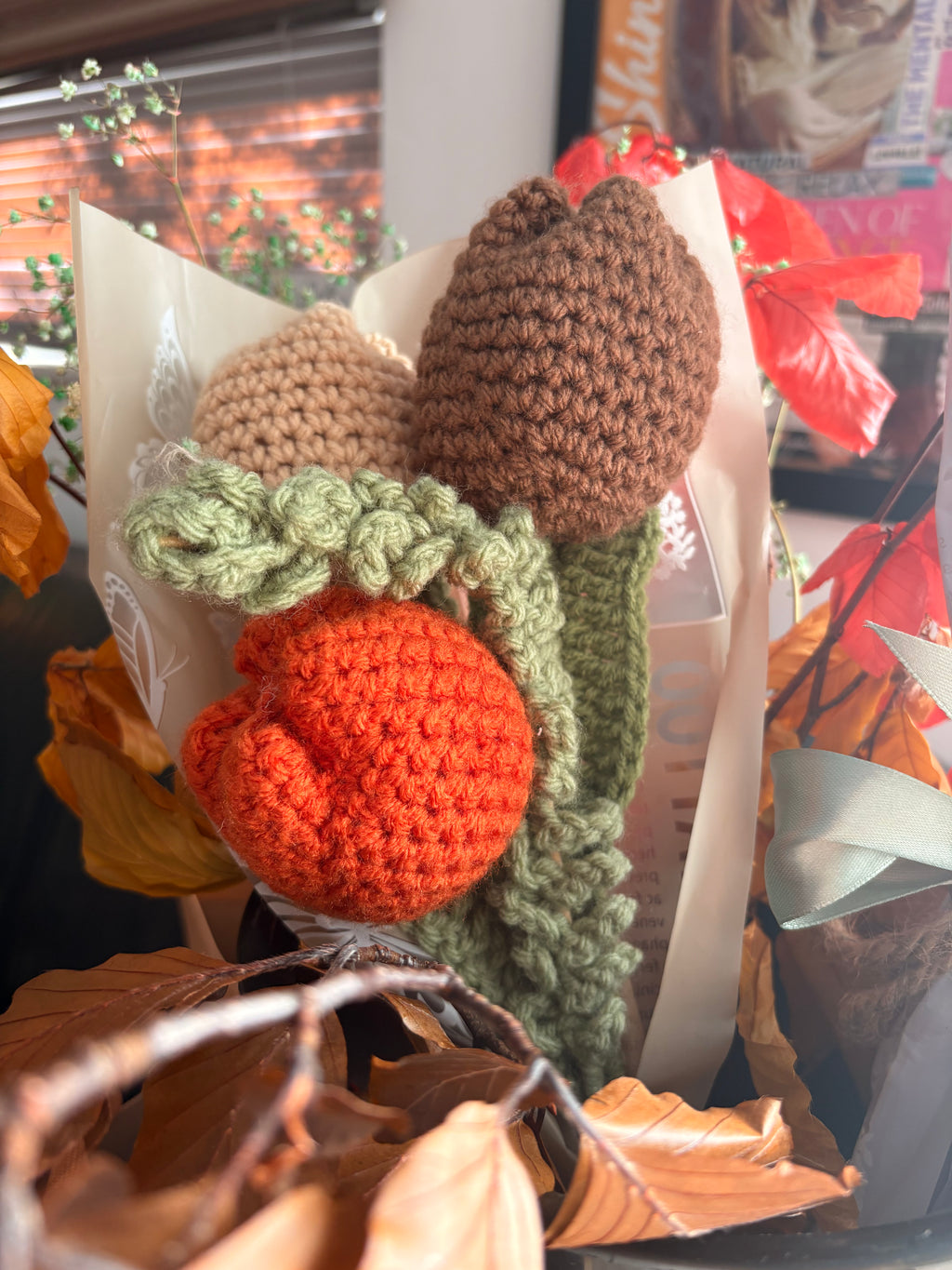🌸 Eternal Autumn Crochet Flowers - Handmade Designer Forever Blooms | Flores Eternas Artesanales
