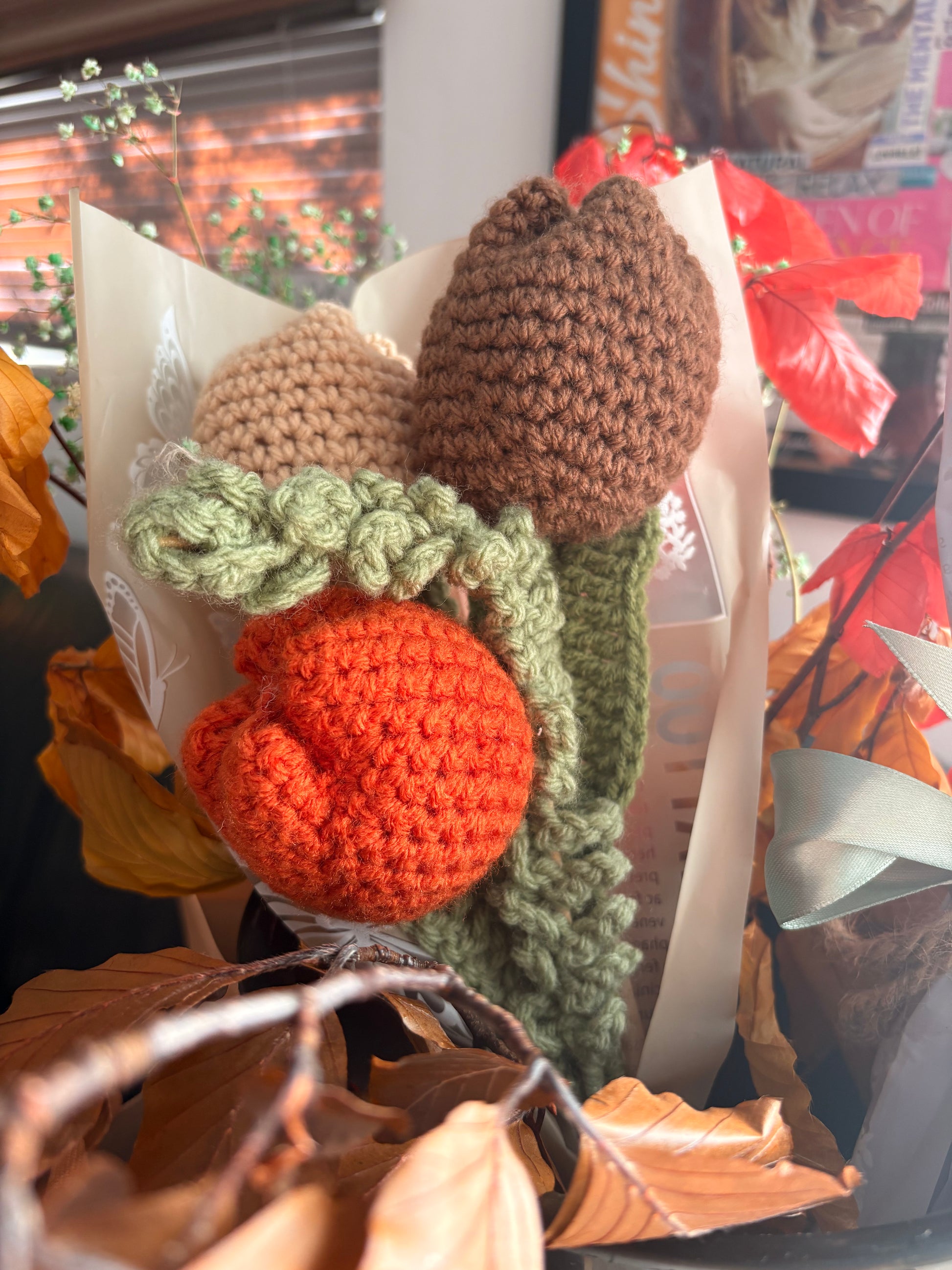 🌸 Eternal Autumn Crochet Flowers - Handmade Designer Forever Blooms | Flores Eternas Artesanales
