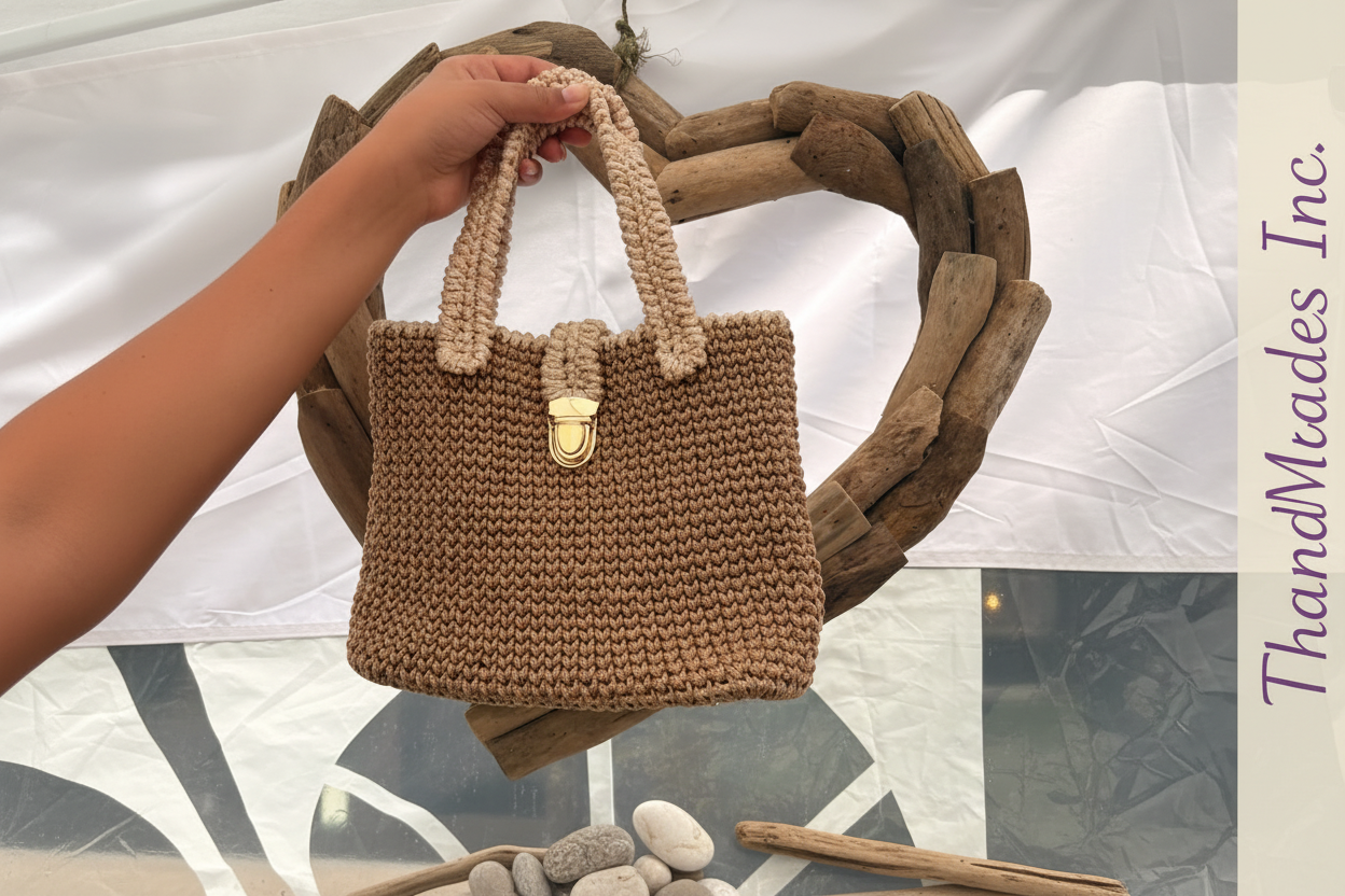 🤎 Caramel Dreams Crochet Bag - Neutral Brown Unique Handbag with Gold Clasp | Bolsa Caramelo