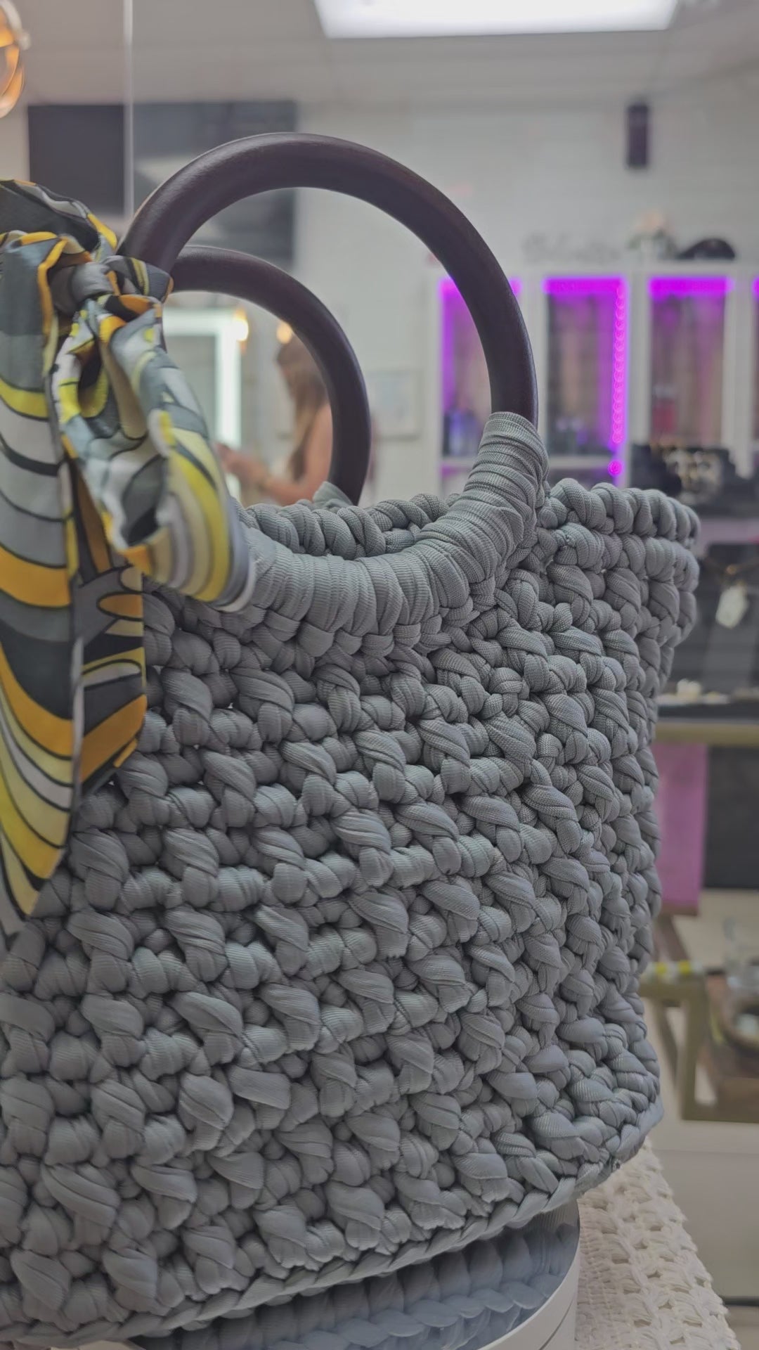 Grey Yellow Accent Scarf 💛 HandMade Bag ♡ Cindy's Touch.