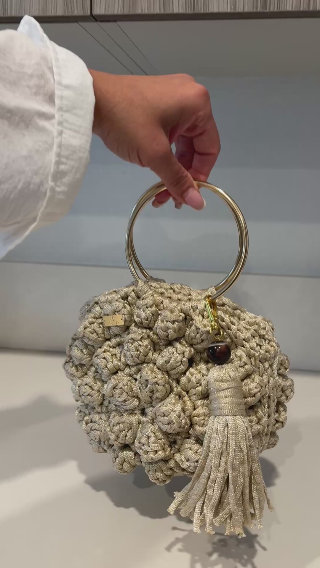 Golden Knot Crochet Bag — Handmade Tassel Clutch | The HandMades Inc.